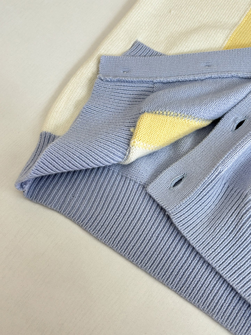 ルイヴィトン 新モデルロゴ刺繍入りカラーブロックVネックニットカーディガン