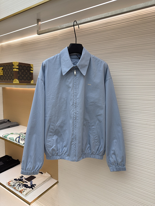 プラダブランドスーパーコピー ジッパー付き長袖刺繍ロゴジャケット