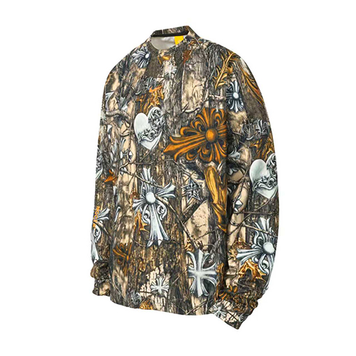 クロムハーツ x ナイキ x ドレイクノクタスーパーコピー 全体に馬蹄形のサンスクリット文字がプリントされた長袖シャツ