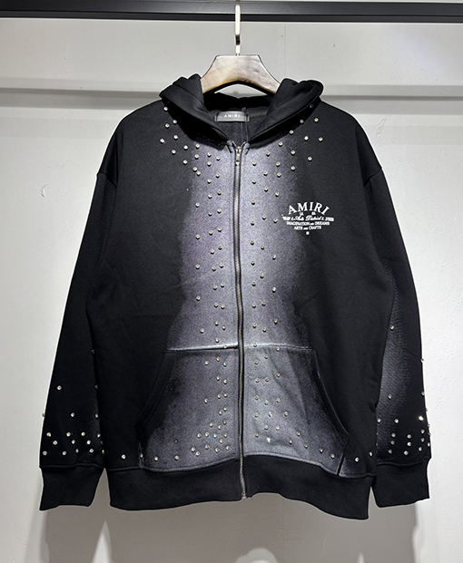 アミリスーパーコピー AMIRI フリース裏地付きひし形柄のフード付きスウェットシャツ