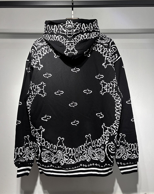 アミリ 360g 純綿テリークロス ペイズリー柄フード付きスウェットシャツ