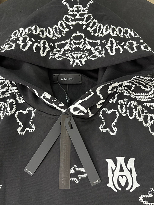 アミリ 360g 純綿テリークロス ペイズリー柄フード付きスウェットシャツ