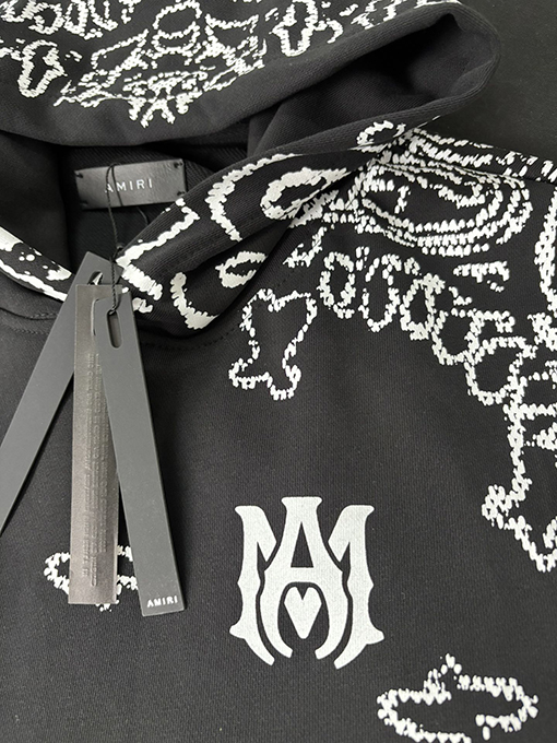 アミリ 360g 純綿テリークロス ペイズリー柄フード付きスウェットシャツ