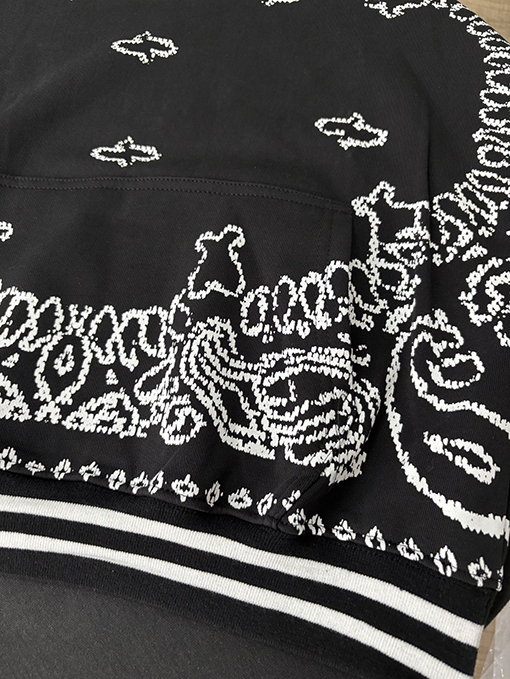 アミリ 360g 純綿テリークロス ペイズリー柄フード付きスウェットシャツ