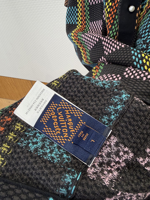 ルイヴィトンコピー チェック柄ジャカードニット半袖ポロシャツ