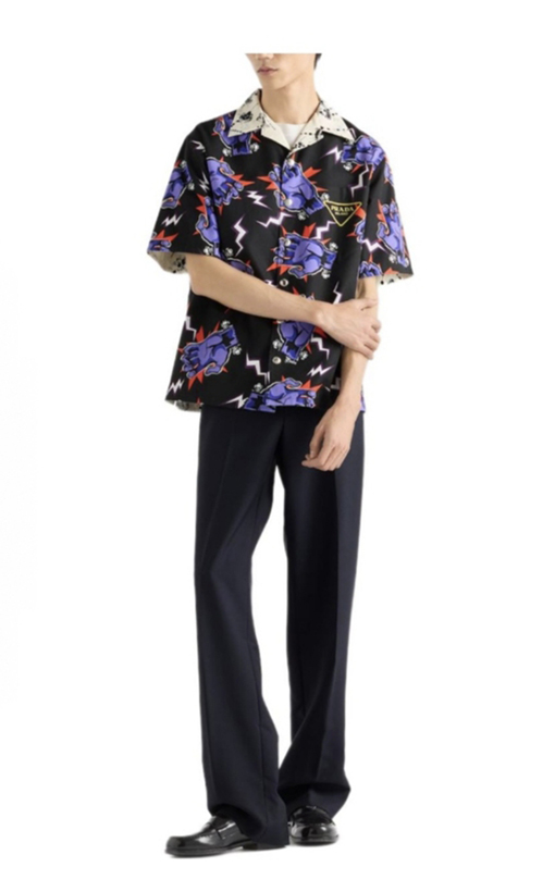 プラダスーパーコピー 両面リバーシブルの楽しいプリント柄半袖シャツ