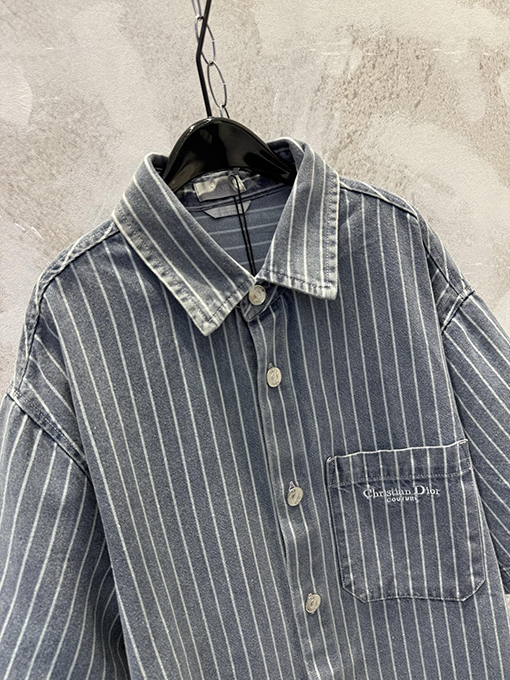 ディオール Christian Dior Couture 新作デニムストライプ刺繍シャツジャケット