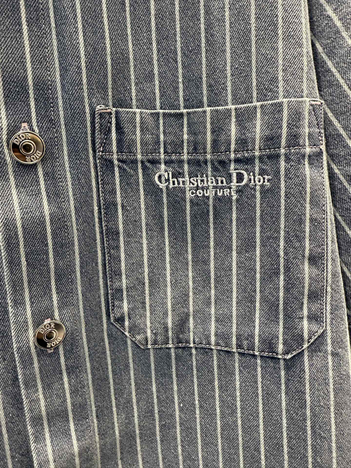 ディオール Christian Dior Couture 新作デニムストライプ刺繍シャツジャケット