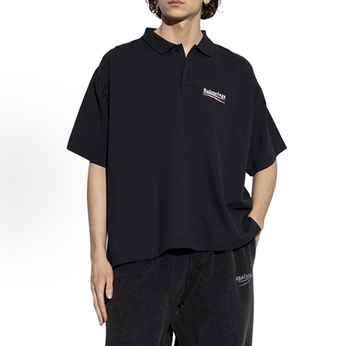 バレンシアガ BALENCIAGA 刺繍ロゴ入りの半袖ポロシャツ