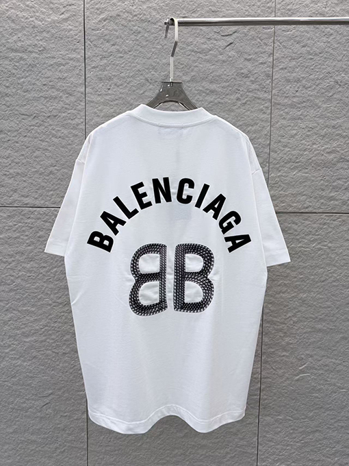 バレンシアガブランドコピー 3Dエポキシ樹脂文字ロゴ入り半袖Tシャツ