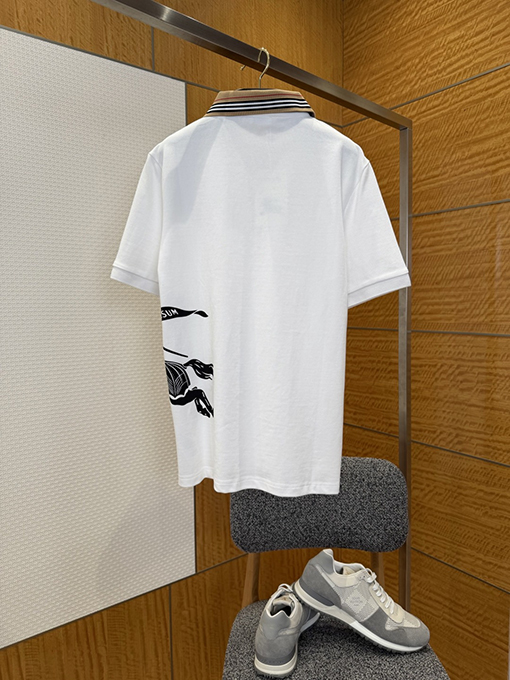 バーバリー BURBERRY チェック柄の襟の乗馬柄プリントの半袖ポロシャツ