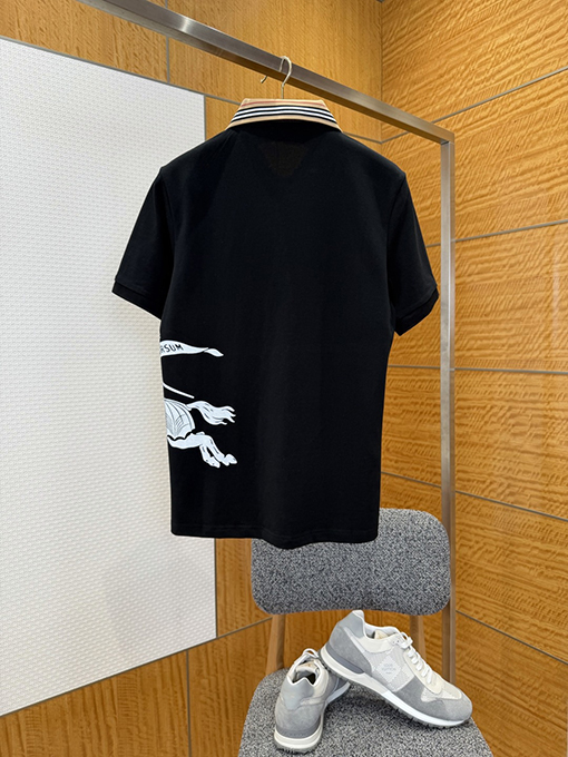 バーバリー BURBERRY チェック柄の襟の乗馬柄プリントの半袖ポロシャツ