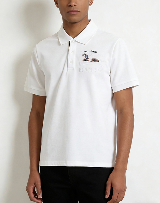 バーバリーブランドスーパーコピー BURBERRY チェック柄の乗馬刺繍入り半袖ポロシャツ