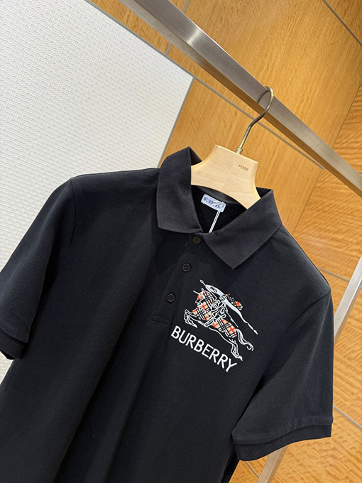 バーバリーブランドスーパーコピー BURBERRY チェック柄の乗馬刺繍入り半袖ポロシャツ