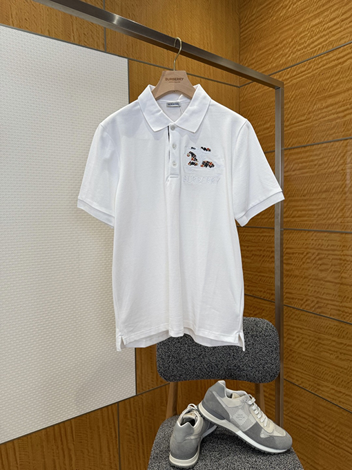 バーバリーブランドスーパーコピー BURBERRY チェック柄の乗馬刺繍入り半袖ポロシャツ