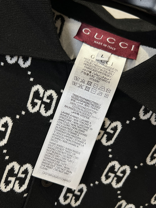 グッチ 全面ジャカードニットの半袖ポロシャツ