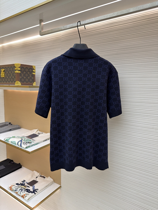 グッチコピー 全面ジャカードニットの半袖ポロシャツ
