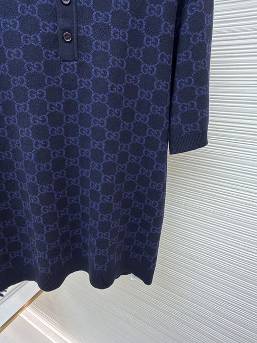 グッチコピー 全面ジャカードニットの半袖ポロシャツ