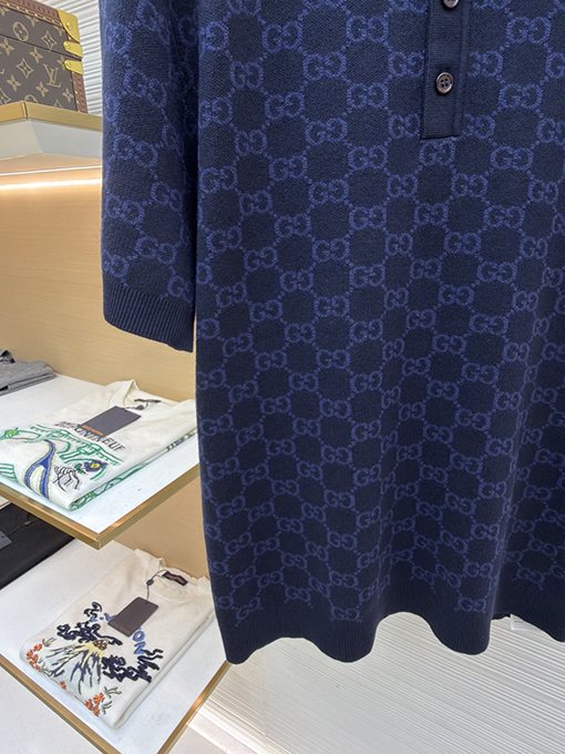 グッチコピー 全面ジャカードニットの半袖ポロシャツ