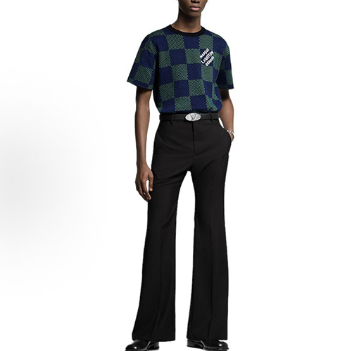 ルイヴィトン クラシックなチェッカーボードのジャカードニット半袖Tシャツ