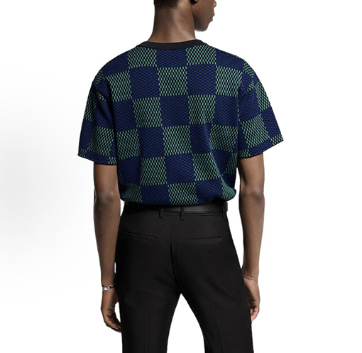 ルイヴィトン クラシックなチェッカーボードのジャカードニット半袖Tシャツ