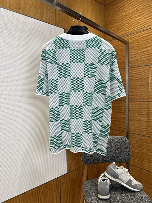 ルイヴィトン クラシックなチェッカーボードのジャカードニット半袖Tシャツ