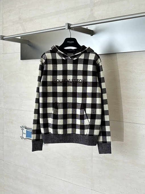 ルイヴィトンスーパーコピー LOUIS VUITTON Damler 早春コレクションチェック柄ジャカードニットパーカー