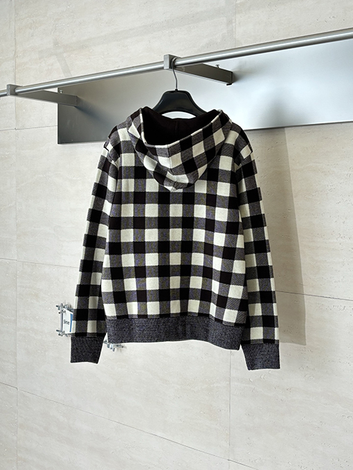ルイヴィトンスーパーコピー LOUIS VUITTON Damler 早春コレクションチェック柄ジャカードニットパーカー