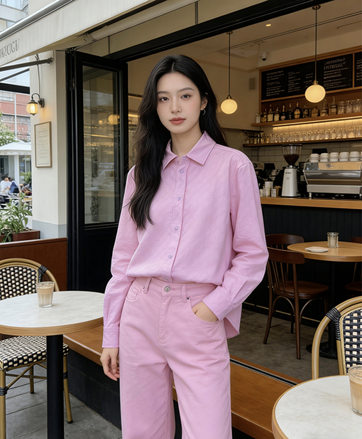 グッチ 全面プリントのジャカード織り長袖襟付きシャツとパンツのスーツ