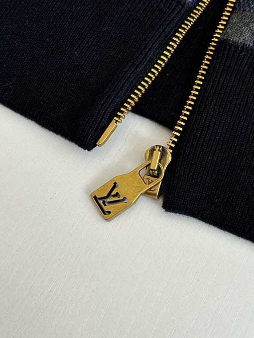 ルイヴィトンコピー ピクセルチェック柄ジャカードニットジップアップジャケット