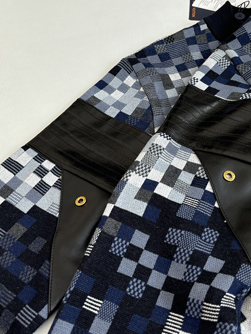 ルイヴィトンコピー ピクセルチェック柄ジャカードニットジップアップジャケット