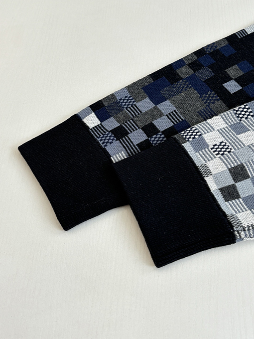 ルイヴィトンコピー ピクセルチェック柄ジャカードニットジップアップジャケット