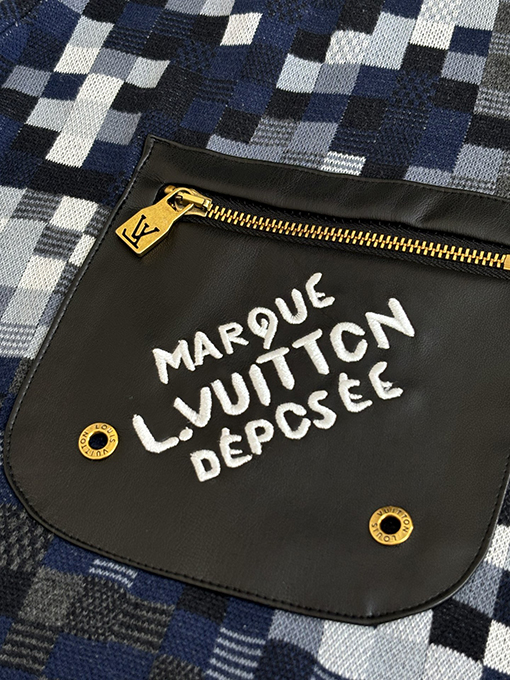 ルイヴィトン ピクセルチェッカーボードジャカードニットレザー刺繍ドローストリングショーツ