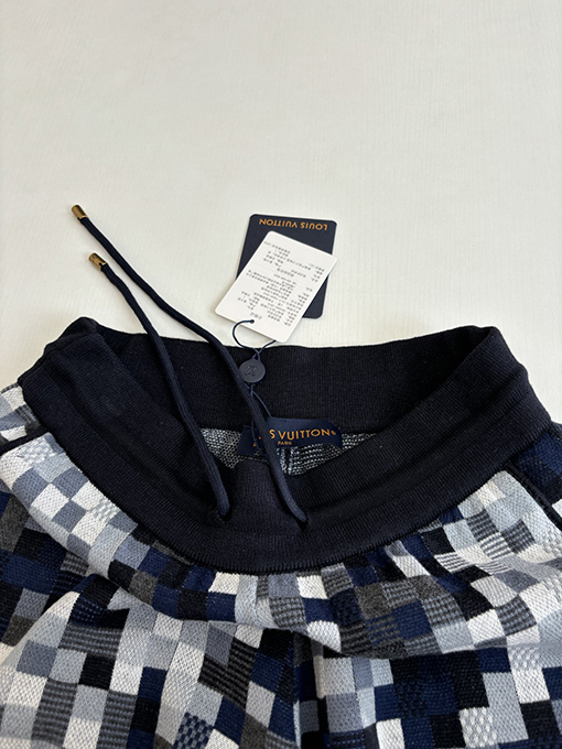 ルイヴィトン ピクセルチェッカーボードジャカードニットレザー刺繍ドローストリングショーツ