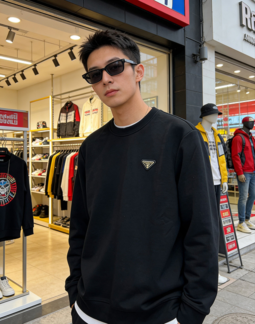 プラダコピー 三角形のロゴ入りクルーネックのスウェットシャツ