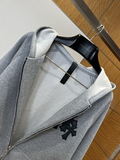 クロムハーツ クロス柄のフード付きジップアップスウェットジャケット