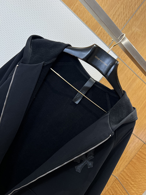 クロムハーツ クロス柄のフード付きジップアップスウェットジャケット