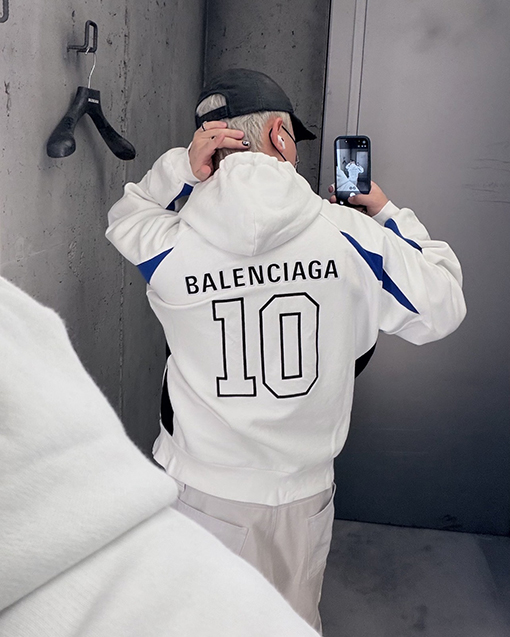 バレンシアガ BALENCIAGA NBA コラボレーションカラーブロックデザインのフード付きジップアップスウェットジャケット