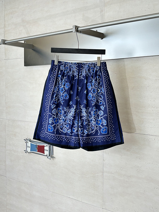 グッチ ブルーペイズリー カシュー ペイズリープリント ショートパンツ