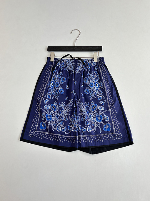 グッチ ブルーペイズリー カシュー ペイズリープリント ショートパンツ