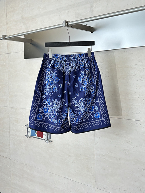 グッチ ブルーペイズリー カシュー ペイズリープリント ショートパンツ
