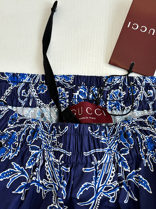 グッチ ブルーペイズリー カシュー ペイズリープリント ショートパンツ