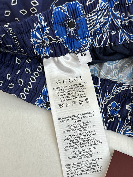 グッチ ブルーペイズリー カシュー ペイズリープリント ショートパンツ