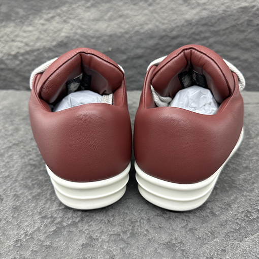 リックオウエンス JUMBO LACE バーガンディ色のローカットスニーカー