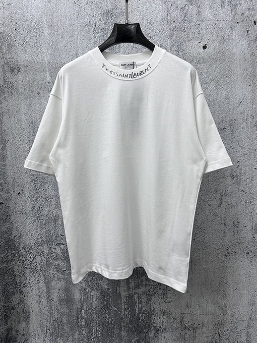 サンローランブランドスーパーコピー Saint Laurent クラシックなロゴプリントの半袖Tシャツ