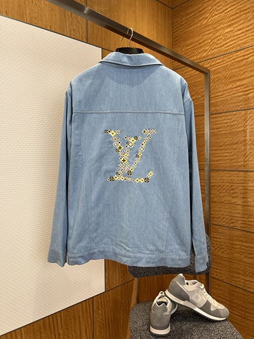 ルイヴィトン 手書きロゴ刺繍り襟付きデニムジャケット