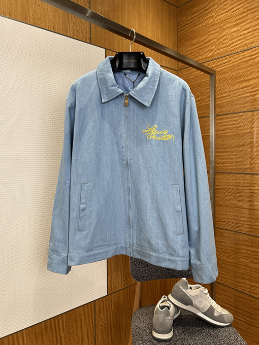 ルイヴィトン 手書きロゴ刺繍り襟付きデニムジャケット