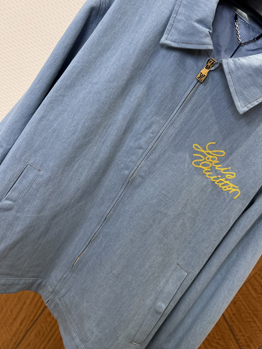 ルイヴィトン 手書きロゴ刺繍り襟付きデニムジャケット