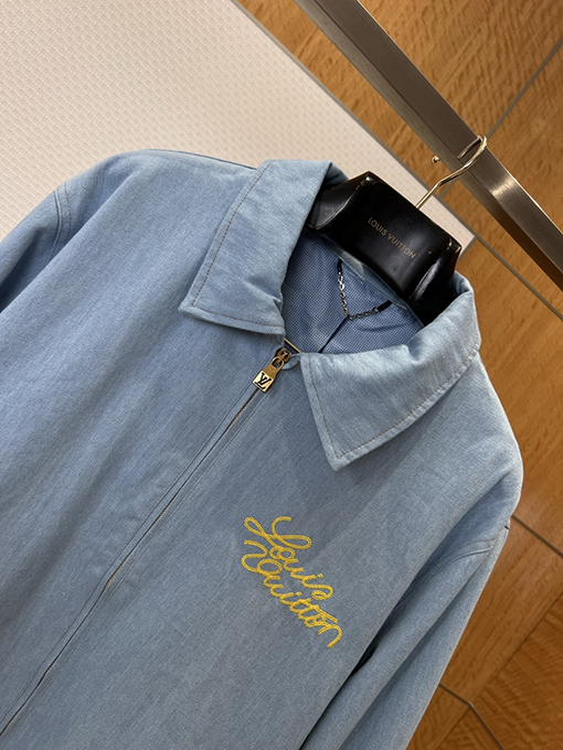 ルイヴィトン 手書きロゴ刺繍り襟付きデニムジャケット