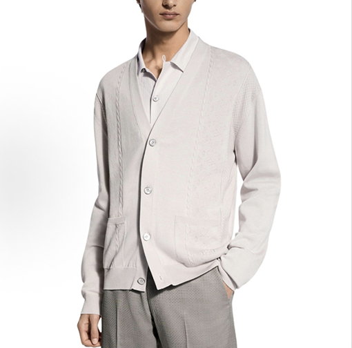 ルイヴィトンコピー モノグラム入りジャカードVネックニットカーディガン